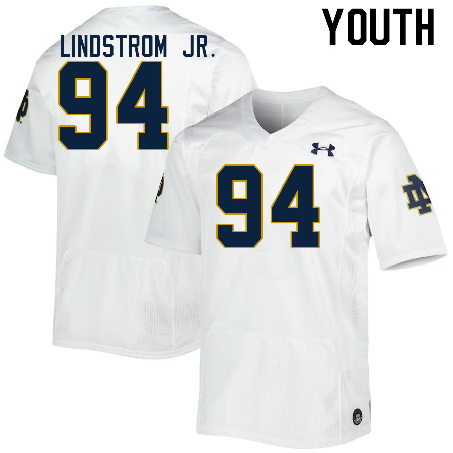 Youth #94 Eric Lindstrom Jr. Notre Dame Fighting Irish College Football Jerseys Stitched-White